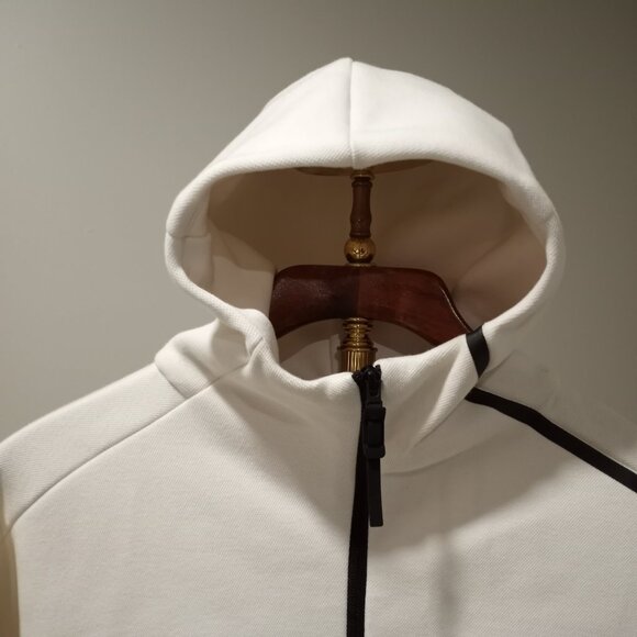 ADIDAS CREAM LONG SLEEVE HOODIE WITH BLACK TRIM MEN SIZE XL - Picture 2 of 11